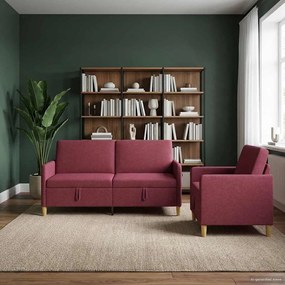 vidaXL Σαλονάκι Σετ Με Αποθηκευτικό Χώρο 2 pcs Κόκκινο Πολυεστέρας