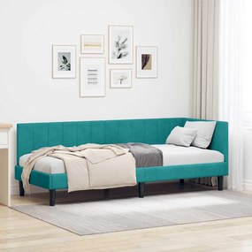 vidaXL Κρεβάτι Γωνίας με κεφαλάρι Τιρκουάζ 80 x 200 cm Βελούδο