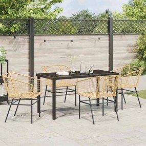 vidaXL Σέτ φαγητού για κήπο 5 pcs Καφέ συνθετικό ρατάν