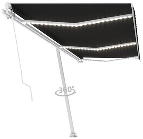 vidaXL Τέντα Συρόμενη Χειροκίνητη με LED Ανθρακί 600 x 300 εκ.