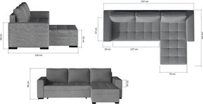 Γωνιακός καναπές Julie-Λευκό - Μαύρο - 237.00Χ150.00Χ90.00cm