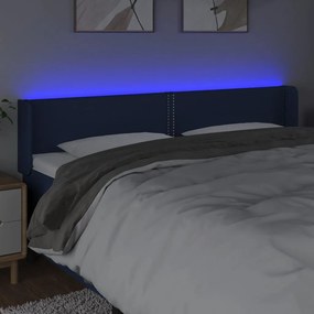 vidaXL Κεφαλάρι Κρεβατιού LED Μπλε 203x16x78/88 εκ. Υφασμάτινο