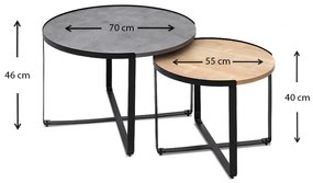 Τραπέζι σαλονιού Davis Megapap 2τμχ. μεταλλικά - μελαμίνης ανθρακί/sonoma 70x69x46εκ. - Μέταλλο - GP028-0072,2