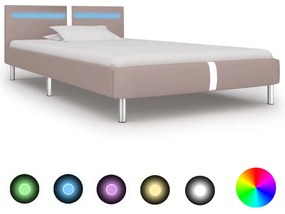 vidaXL Πλαίσιο Κρεβατιού με LED Καπουτσίνο 90x200 εκ. Συνθετικό Δέρμα
