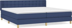 vidaXL Κρεβάτι Boxspring με Στρώμα Μπλε 180x200 εκ. Υφασμάτινο