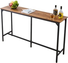 VEVOR Bar Table, 1PCS 1600.2mm Kitchen Bar Table, Tall Dining Tables with Rounded Edge, Rectangular High Top Kitchen Tables for Balcony, Living Room, Light Brown, Black, Extended Horizontal Design