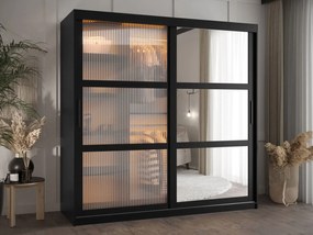 Ντουλάπα Flutes II 180 Συρόμενη-Μαύρο