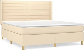 vidaXL Κρεβάτι Boxspring με Στρώμα Κρεμ 180x200 εκ. Υφασμάτινο