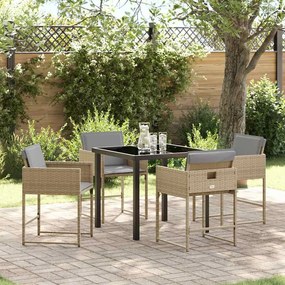 vidaXL Σέτ φαγητού για κήπο 5 pcs Μπεζ συνθετικό ρατάν