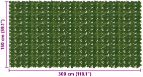 vidaXL Πτυσσόμενη οθόνη μπαλκονιού με φύλλα 300 x 150 cm