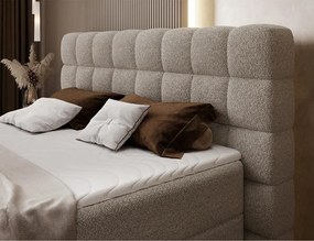 Επενδυμένο κρεβάτι Mecan-Μπεζ-160 x 200