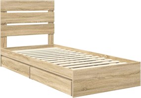 vidaXL Κρεβάτι Αποθήκης Δρύς Sonoma 70 x 190 cm Επεξεργασμένο ξύλο