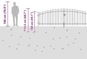 vidaXL Πύλη Κήπου Μαύρο 125 x 500 εκ