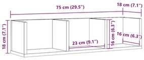 Ράφι Τοίχου για CD Παλιό Ξύλο 75 x 18 x 18 εκ. Μοριοσανίδα - Καφέ