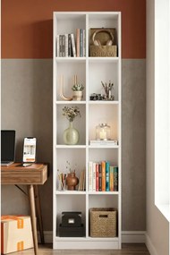 Stewehome Βιβλιοθήκη με 10 ράφια από μελαμίνη 180 cm Λευκό 51x25x180 cm