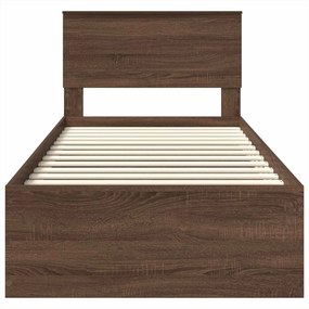 vidaXL Σκελετός Κρεβατιού Καφέ δρυς 75 x 190 cm Επεξεργασμένο ξύλο
