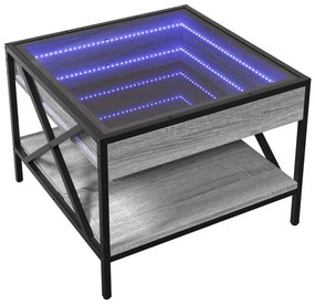 Τραπεζάκι Σαλονιού Άπειρο Φως LED Γκρι Sonoma 50x50x38 εκ. - Γκρι