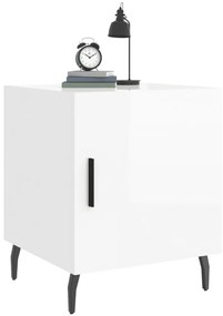 vidaXL Κομοδίνα 2 τεμ. Γυαλ. Λευκό 40 x 40 x 50 εκ. από Επεξεργ. Ξύλο