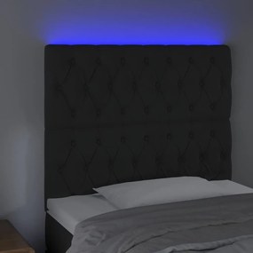 Κεφαλάρι Κρεβατιού LED Μαύρο 90x7x118/128 εκ. Βελούδινο - Μαύρο