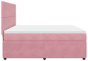 vidaXL Κρεβάτι Boxspring με Στρώμα Ροζ 200x200 εκ. Βελούδινο