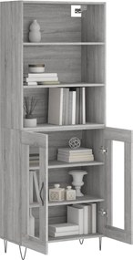 vidaXL Ντουλάπι Γκρι Sonoma 69,5 x 34 x 180 εκ. Επεξεργασμένο Ξύλο