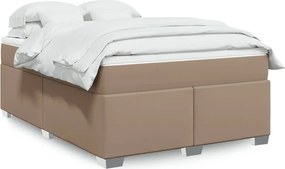 vidaXL Κρεβάτι Boxspring με Στρώμα Καπουτσίνο 140x190εκ.από Συνθ.Δέρμα