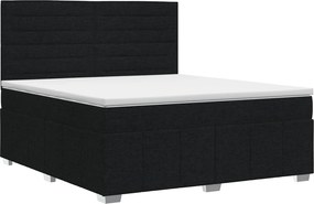 vidaXL Κρεβάτι box spring με στρώμα Μαύρο 180 x 200 cm Ύφασμα
