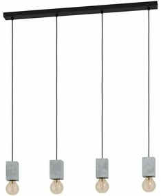 Φωτιστικό Οροφής - Ράγα 43598 Prestwick 4/E27 Black-Grey Eglo Cement, Metal