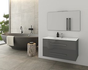 Drop Torino 90 Anthracite 1 - Επιπλο Μπανιου με Νιπτήρα &amp; Καθρέπτη