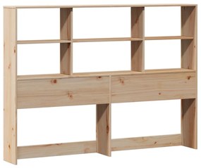 Κρεβάτι Βιβλιοθήκη Χωρίς Στρώμα 120x200 εκ Μασίφ Ξύλο Πεύκο - Καφέ