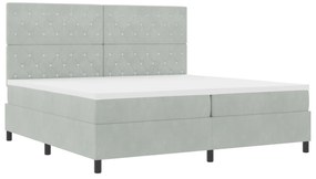 vidaXL κρεβάτι Box Spring με στρώμα & LED  γκρι 200x200 εκ. Βελούδο
