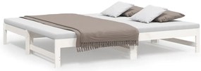 vidaXL Καναπές Κρεβάτι Συρόμενος Λευκός 2x(75x190) εκ. από Μασίφ Πεύκο