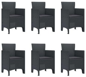 vidaXL Σέτ φαγητού για κήπο 7 pcs Ανθρακί Rattan Polt