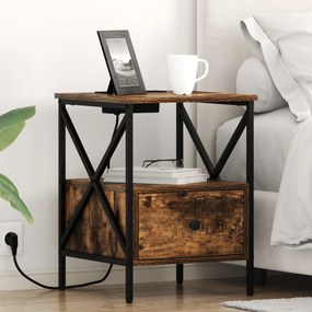 vidaXL Κομοδίνο Καπνιστή δρυς 41.5 x 40.5 x 55 εκ. Επεξεργασμένο ξύλο