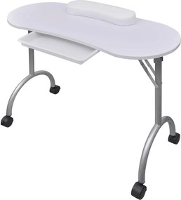 Αναδιπλούμενο Τραπέζι Μανικιούρ με Ροδάκια Λευκό