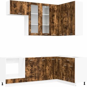 vidaXL Μονάδα κουζίνας LYON 8 pcs Καπνισμένο Ξύλο Δρυός