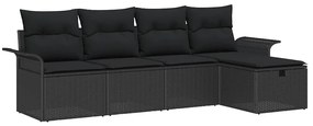 vidaXL Σετ Καναπέ Κήπου με μαξιλάρι 5 pcs Μαύρο Πολυ ράταν