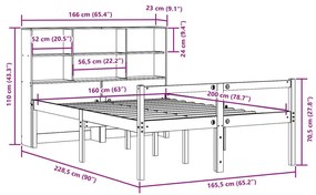 Κρεβάτι Βιβλιοθήκη Χωρίς Στρώμα 160x200 εκ Μασίφ Ξύλο Πεύκου - Λευκό