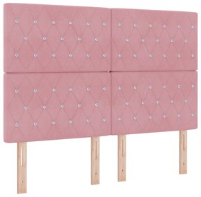 vidaXL κρεβάτι box spring  με στρώμα Ροζ 160x200 εκ Βελούδο