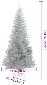 vidaXL Χριστουγεννιάτικο Δέντρο Τεχνητό με Βάση Ασημί 180 εκ. PET