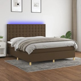 ΚΡΕΒΑΤΙ BOXSPRING ΜΕ ΣΤΡΩΜΑ &amp; LED ΣΚ.ΚΑΦΕ 180X200ΕΚ. ΥΦΑΣΜΑΤΙΝΟ 3135776