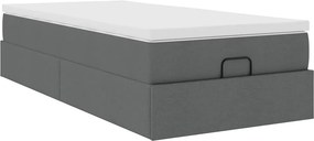 vidaXL Οθωμανικό κρεβάτι με στρώμα σκούρο γκρι 90x190cm ύφασμα