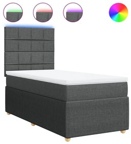 Κρεβάτι Boxspring με Στρώμα Σκούρο Γκρι 90x200 εκ. Υφασμάτινο - Γκρι