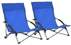 312488 vidaXL Καρέκλες Παραλίας Πτυσσόμενες 2 τεμ. Μπλε Υφασμάτινες Μπλε, 1 Τεμάχιο
