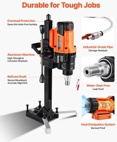 VEVOR Diamond Core Drill Machine Concrete Core Drill Rig with Stand 8 in 3000W