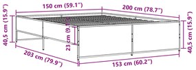 ΠΛΑΙΣΙΟ ΚΡΕΒΑΤΙΟΥ ΚΑΦΕ ΔΡΥΣ 150X200 ΕΚ. ΕΠΕΞ. ΞΥΛΟ &amp; ΜΕΤΑΛΛΟ 3279886