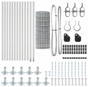 vidaXL Φράχτης με Στήλες. Ασημί 0.4 x 25 μ Ατσάλι