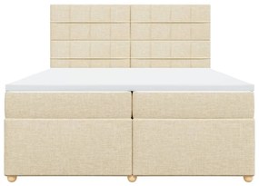 vidaXL Κρεβάτι Boxspring με Στρώμα Κρεμ 200x200 εκ. Υφασμάτινο