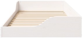 vidaXL Κρεβάτι δαπέδου Λευκό 90 x 190 cm Συμπαγές ξύλο πεύκου