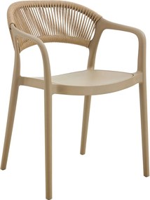 DONNA Πολυθρόνα-Pro Στοιβαζόμενη, PP-UV Tortora, Rope Wicker Φυσικό   1τμχ